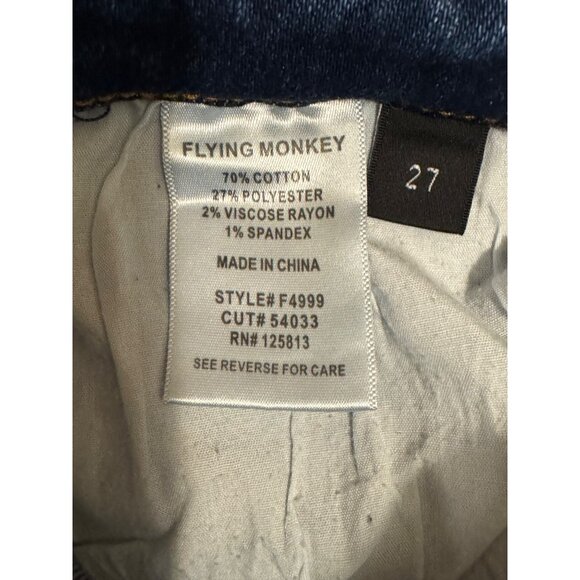 Size 27 Flying Monkey Mid-Rise Ankle Slim Straight Stretch Distress Crop Jeans - Picture 7 of 8